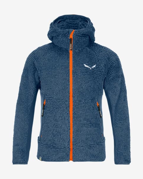 Forro polar con capucha Salewa Puez Highloft 2 azul naranja infantil