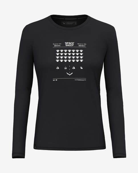 Camiseta Salewa Pure Space Game Merino manga larga negro mujer