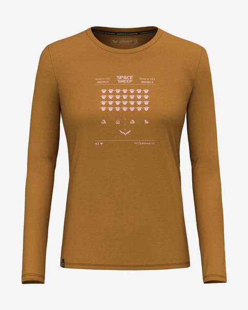 Camiseta Salewa Pure Space Game Merino manga larga marrón mujer