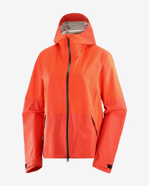 Salomon Outerpath 2.5L waterdicht jack met capuchon oranje rood dames