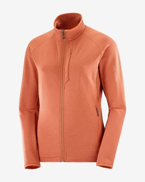 Forro polar Salomon Essential Lightwarm Full Zip naranja terracota mujer