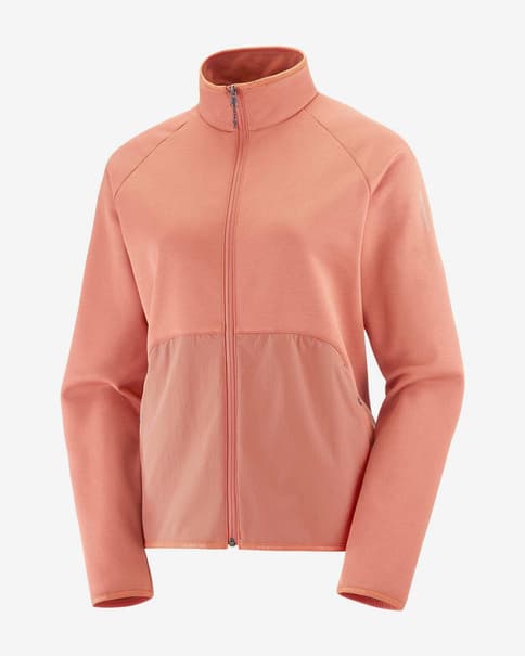 Forro polar Salomon Essential Warm Full Zip Mid rosáceo mujer