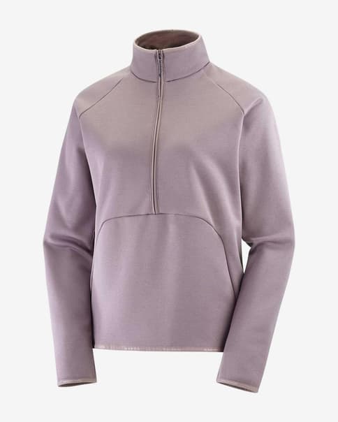 Forro polar Salomon Essential Warm Half Zip Mid violeta mujer