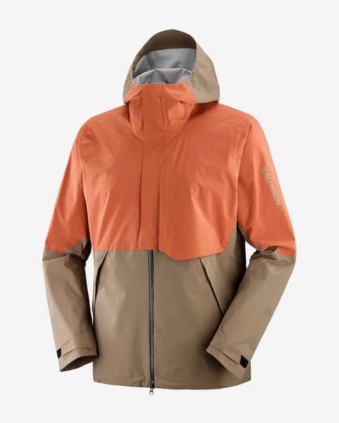 Jack met capuchon Salomon Outerpath Waterproof Pro oranje lichtbruin