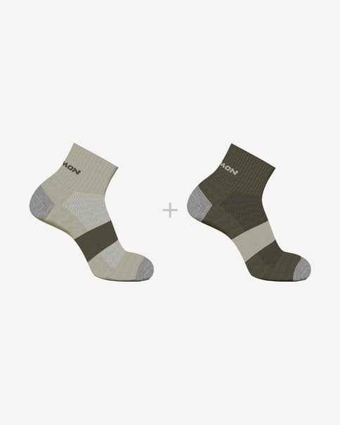 Calcetines Salomon Evasion Ankle 2-Pack beige verde oliva
