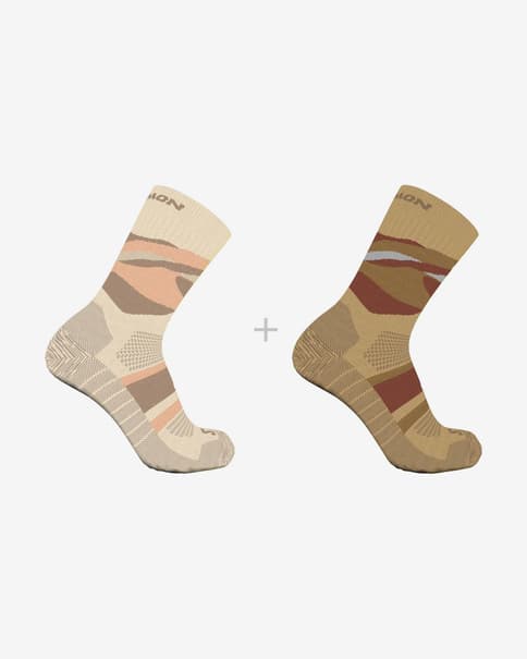 Calcetines Salomon Out Alps Crew 2-Pack beige marrón claro