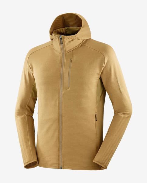 Forro polar con capucha Salomon Essential Lightwarm Full Zip amarillo dorado