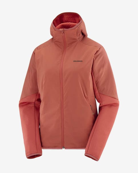 Chaqueta con capucha Salomon Outline Hybrid Warm rojo mujer