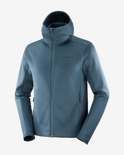 Forro polar con capucha Salomon Essential Midfleece Full Zip azul