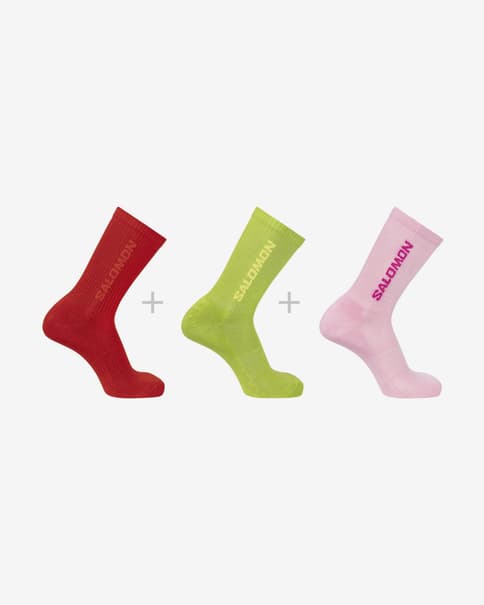 Calcetines Salomon Everyday Crew 3-Pack rojo amarillo rosa
