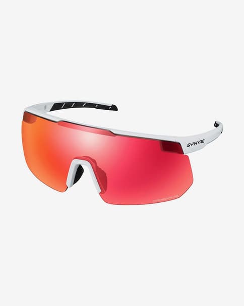Shimano S-PHYRE Glasses Matte White with Ridescape Road Red Lens