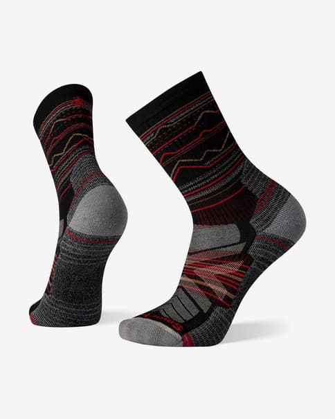 Calcetines Smartwool Hike Light Cushion Mountain Range Pattern Crew negro rojo