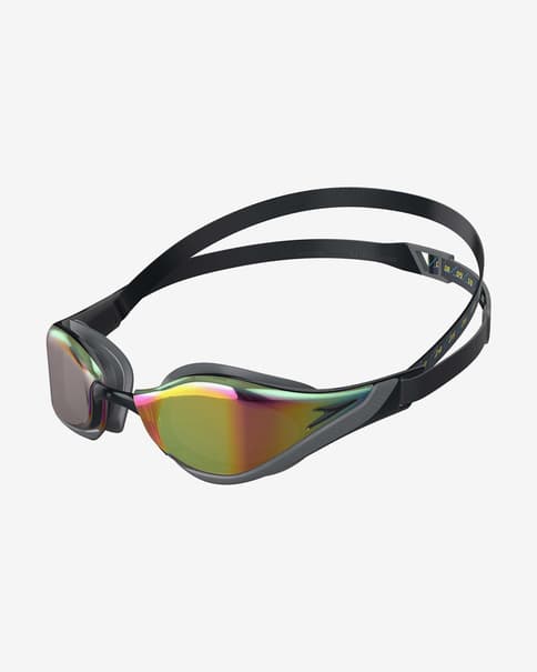 Occhialini Speedo Fastskin Pure Focus nero grigio con lenti a specchio giallo