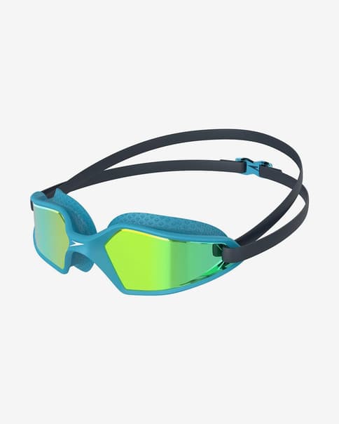 Gafas de natación Speedo Hydropulse negro azul con lentes espejadas verde infantil