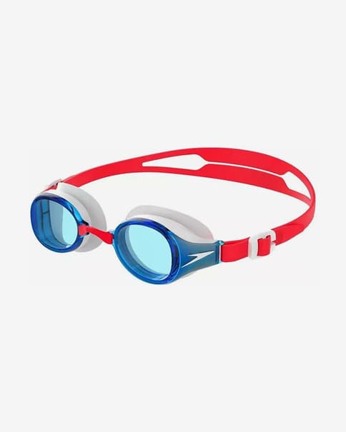 Gafas de natación Speedo Hydropure rojo blanco con lentes azul infantil 