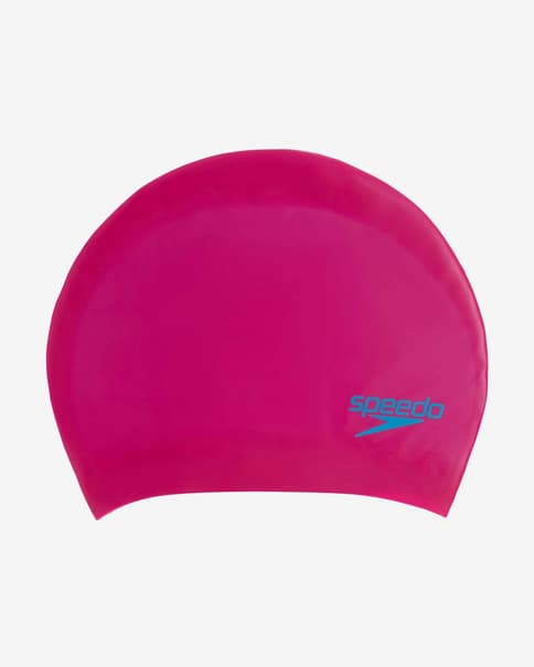 Gorro de natación Speedo Long Hair rosa fucsia azul claro infantil