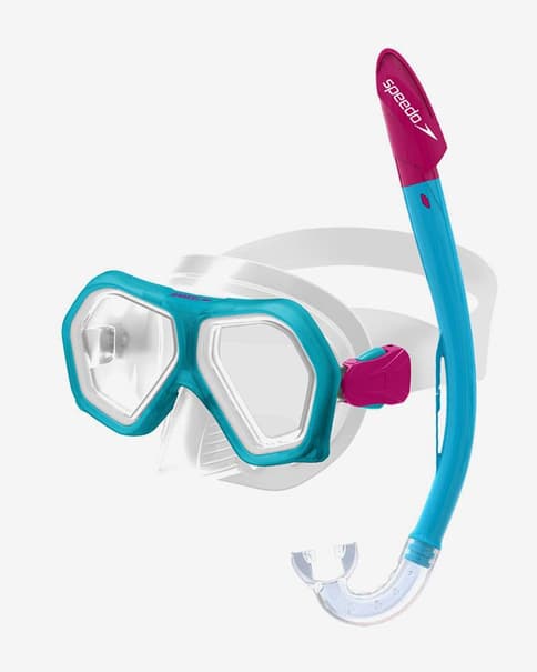 Gafas de natación Speedo Leisure azul rosa con lentes transparentes infantil