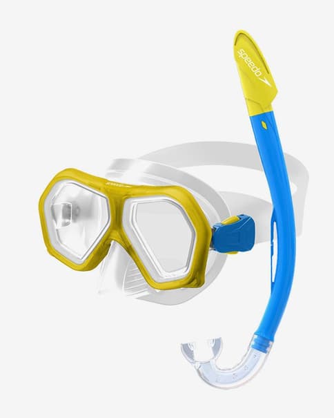 Gafas de natación Speedo Leisure azul amarillo con lentes transparentes infantil