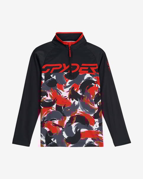 Forro polar Spyder Camo Half Zip negro rojo niño