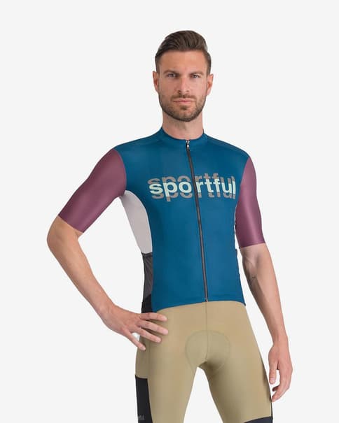 Maillot Sportful Supergiara Logo manga corta azul atlántico