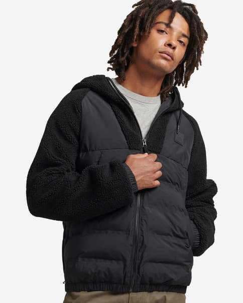 Sudadera con capucha Superdry Code MTN Fleece Full Zip negro