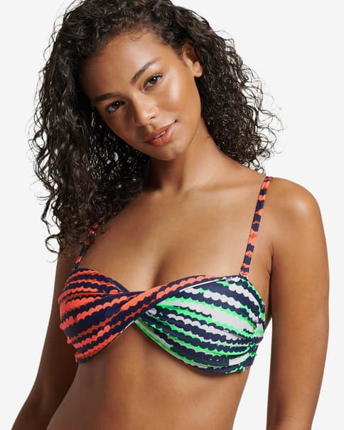 Top bikini Superdry Vintage Mix rojo anaranjado azul verde mujer
