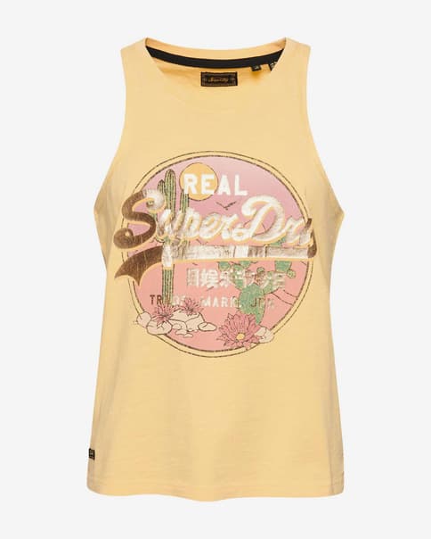 Camiseta Superdry Vintage Narrative tirantes naranja claro rosa mujer