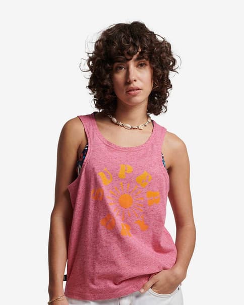 Camiseta Superdry Vintage Logo Nostalgia tirantes rosa naranja mujer