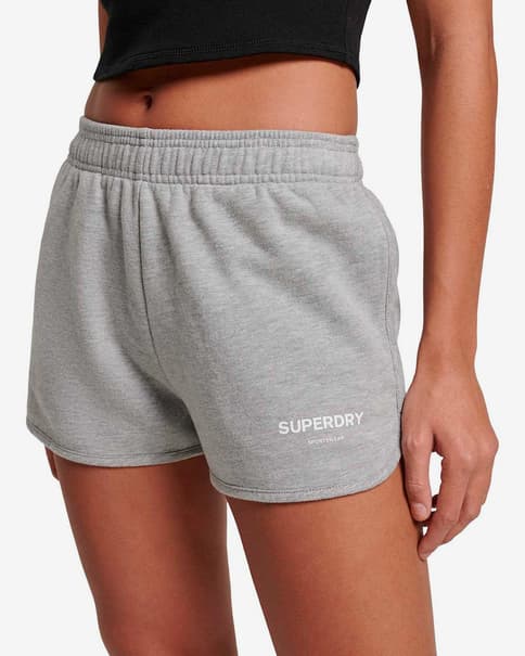 Pantalón corto Superdry Core Sport blanco gris mujer
