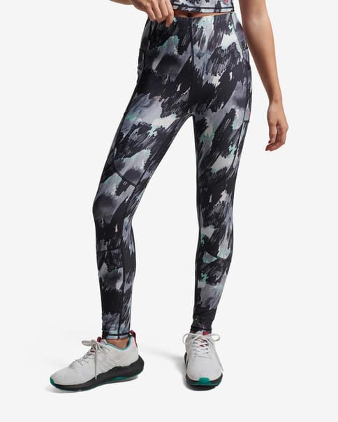 Malla larga Superdry Run 7/8 gris negro mujer
