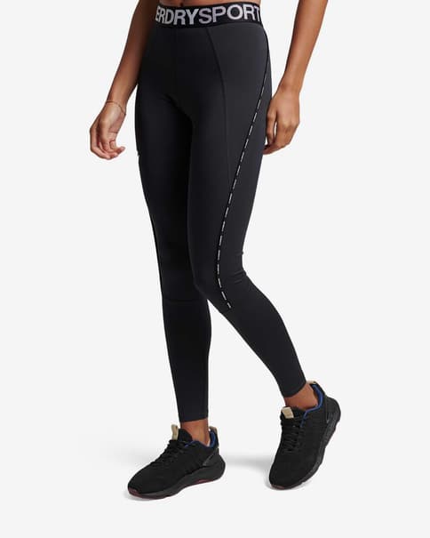 Malla larga Superdry Train Elastic negro blanco mujer