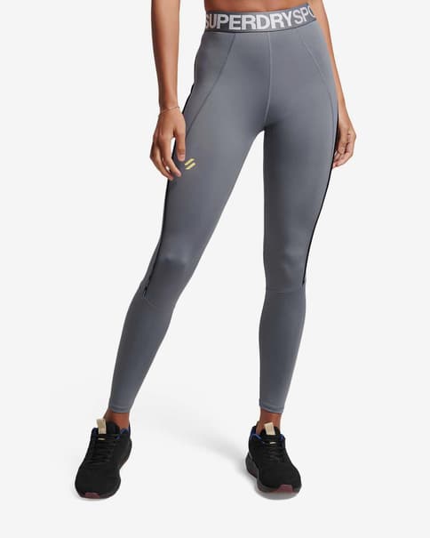 Malla larga Superdry Train Elastic gris blanco mujer