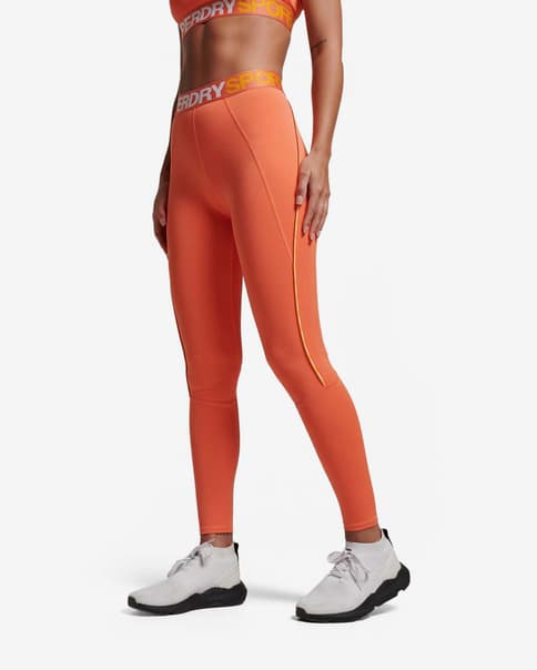 Malla larga Superdry Train Elastic naranja blanco mujer