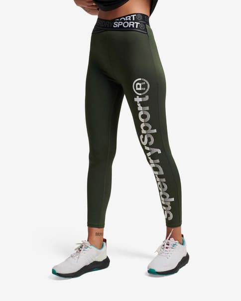 Malla larga Superdry Training Cross verde caqui gris mujer