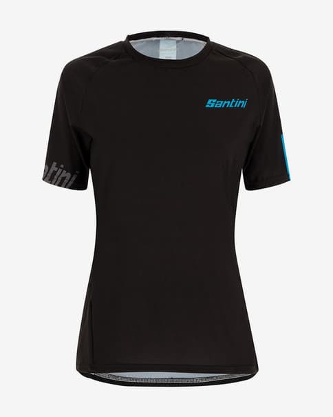 Maillot Santini Sasso MTB manga corta negro azul mujer