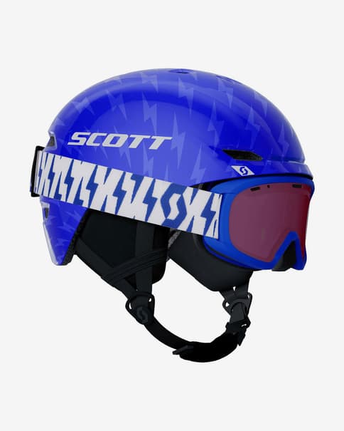 Casco Scott Keeper 2 azul eléctrico con lente antiniebla Witty Enhancer rosa junior