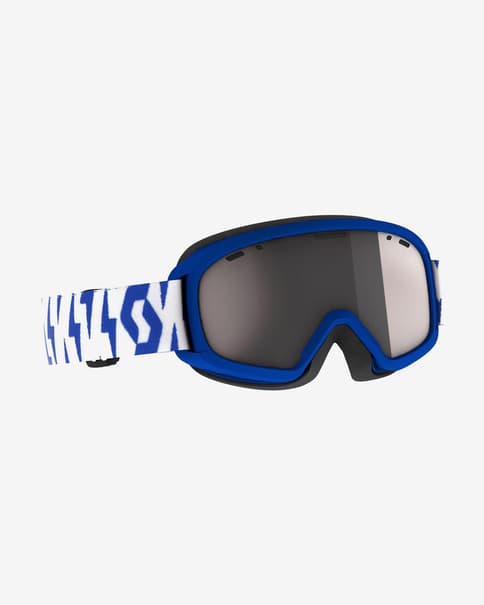 Máscara Scott Witty azul blanco con lente AMP Silver Chrome infantil