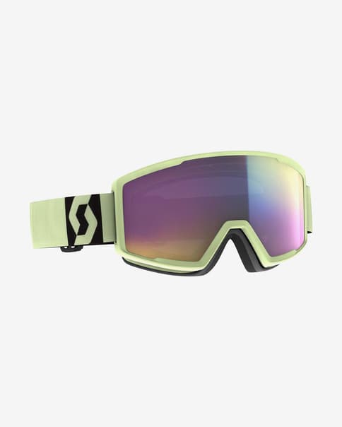 Máscara Scott Factor Pro amarillo ácido con lente AMP Teal Chrome