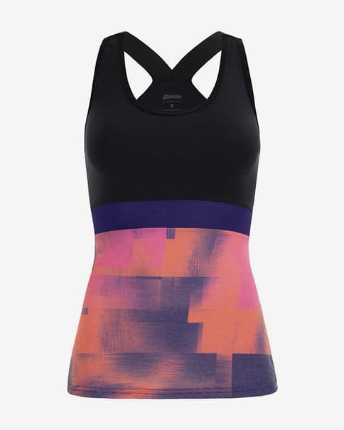 Camisola Santini Forza Indoor Training Polartec alças roxo laranja mulher - Corte Classic