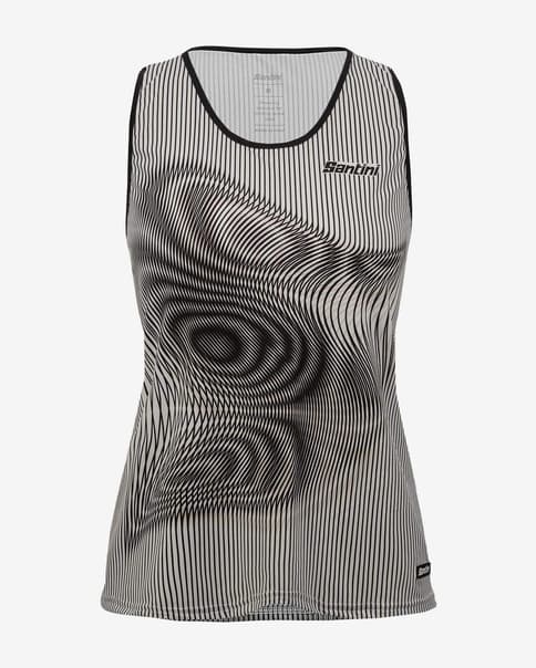 Camisola Santini Vortex sem mangas preto branco mulher - Slim Fit