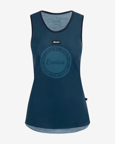 Camiseta interior Santini Eroica Dry sin mangas verde azul mujer