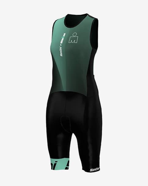 Tritraje Santini x IronMan Ikaika sin mangas negro azul agua mujer - Corte Slim