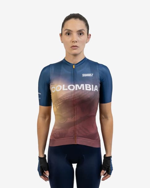 Maillot Suarez Colombia manga corta azul multicolor mujer