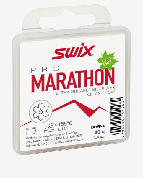 Bloque de cera Swix Marathon Fluor Free 40 g blanco