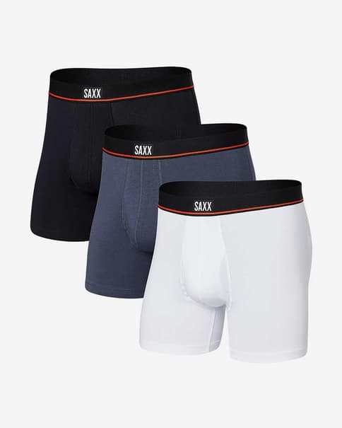 Boxer SAXX Non Stop Stretch Cotton Brief Fly noir bleu foncé blanc (3 unités)