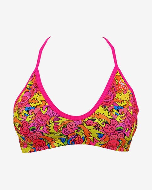 Top bikini Turbo All Dragon rosa amarillo mujer