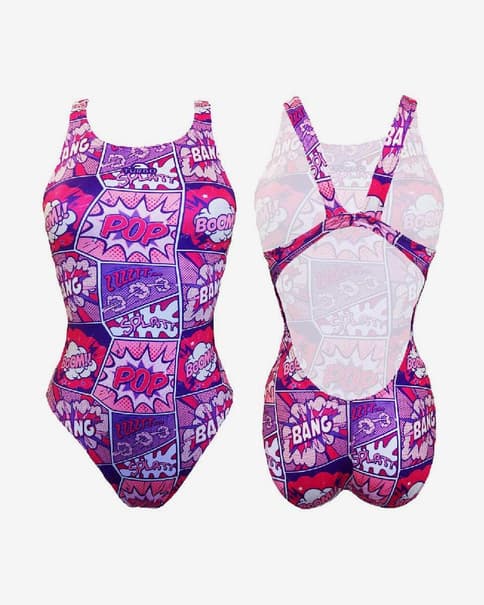 Bañador Turbo Pink Comic Limited Edition tira ancha rosa mujer