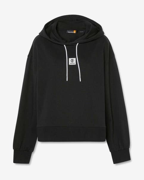 Sudadera con capucha Timberland Stack Logo Loop Back negro mujer