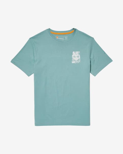 Camiseta Timberland Back Graphic with Refibra manga corta turquesa