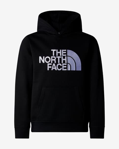 Sudadera con capucha The North Face Drew Peak negro logo lila niño
